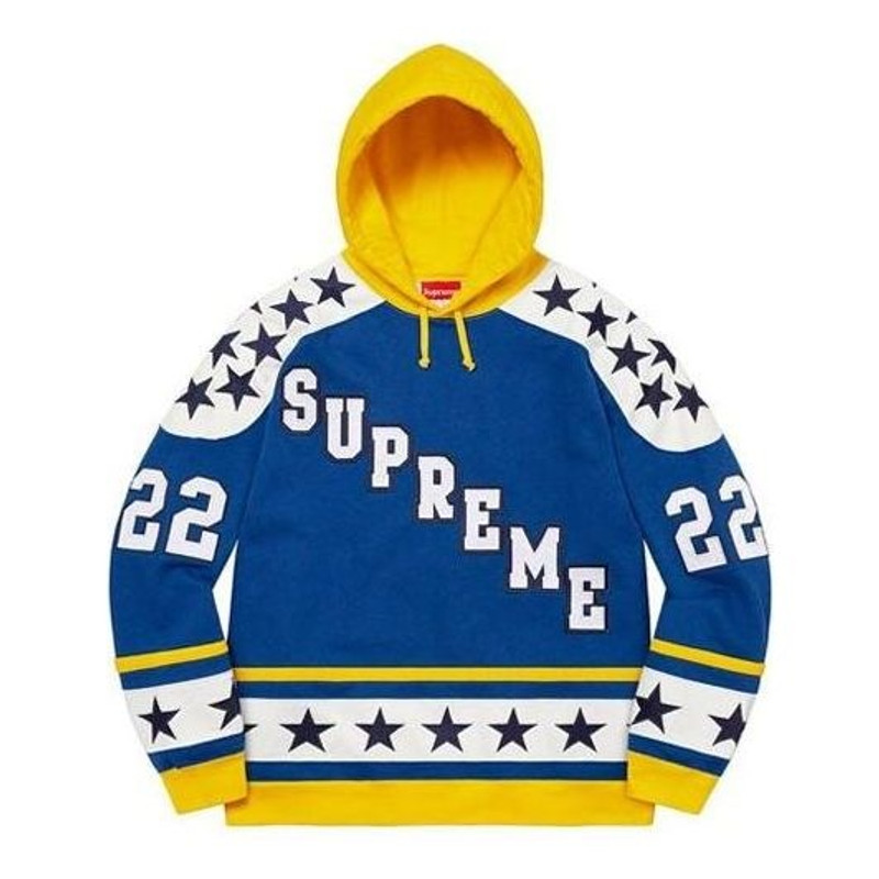 Supreme Hockey Hooded Sweatshirt 'Blue White Yellow' SUP-FW22-095 - 1