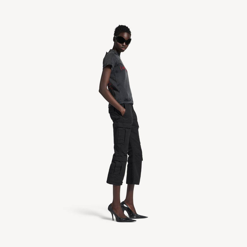 Women's Dirac Equation Fitted T-shirt in Washed Black/red 3