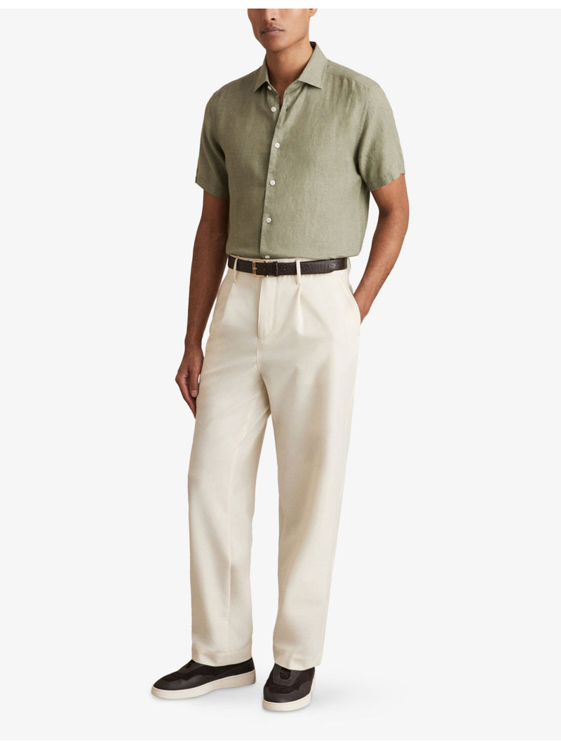 REISS Holiday Short-Sleeved Linen Shirt outlook
