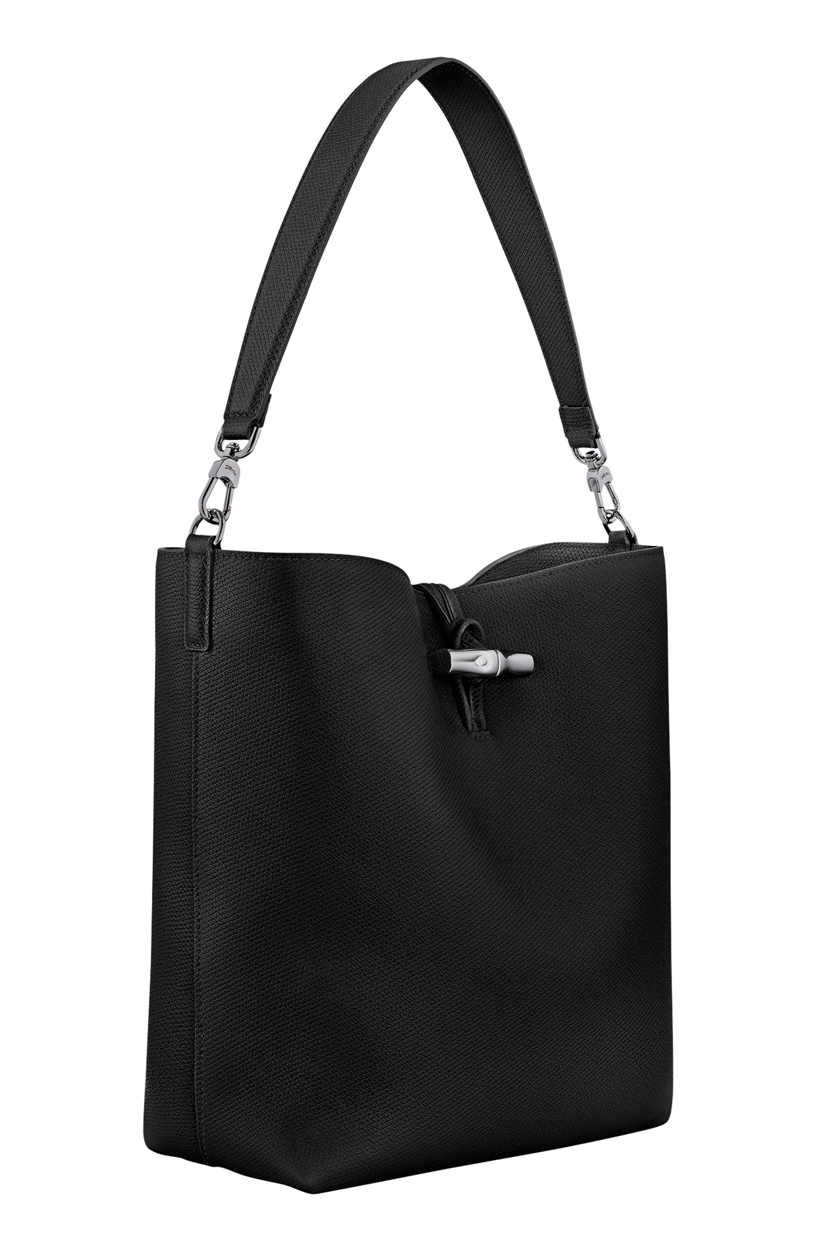Longchamp Medium Le Roseau Leather Hobo Bag in Black at Nordstrom - 5