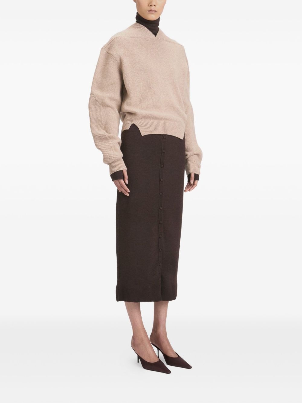 V-neck yoke detail sweater - 3