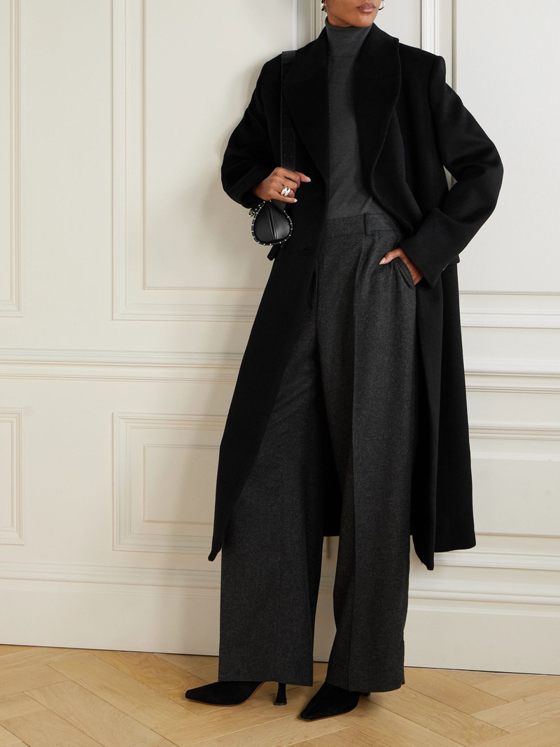 TOTEME Double-breasted brushed recycled-cashmere coat Black outlook