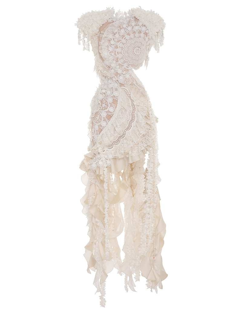 Zimmermann WONDERLAND LACE FRILL DRESS - 6028DWONCRM | REVERSIBLE
