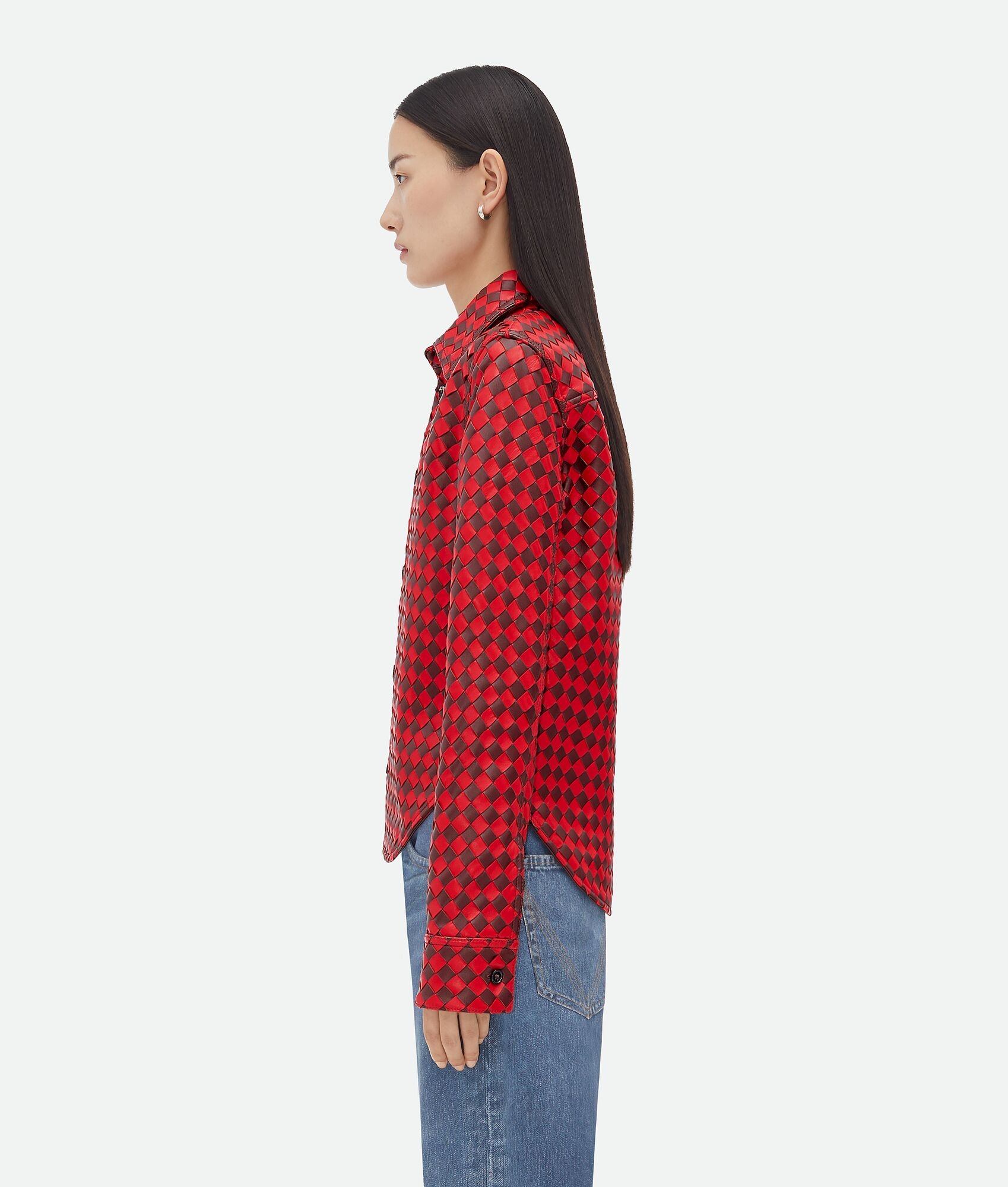Leather Bicolor Intrecciato Shirt - 2