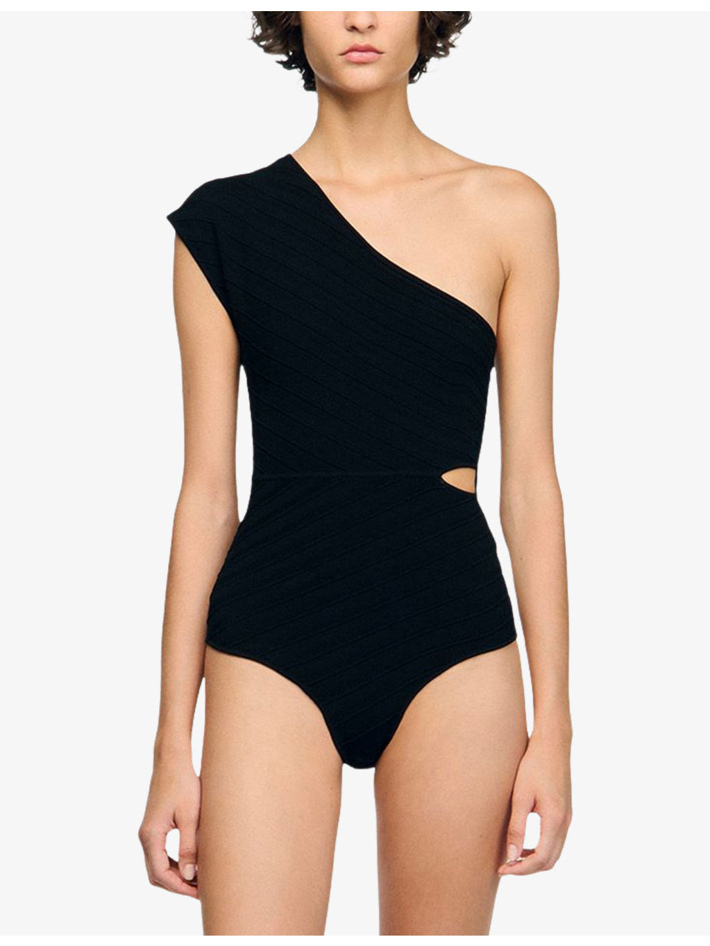 One-Shoulder Cut-Out Stretch-Knit Bodysuit - 3