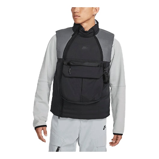 Men's Nike Sportswear Therma-FIT Tech Pack Colorblock Splicing Stay Warm Vest Tops Black DD6637-010 - 1