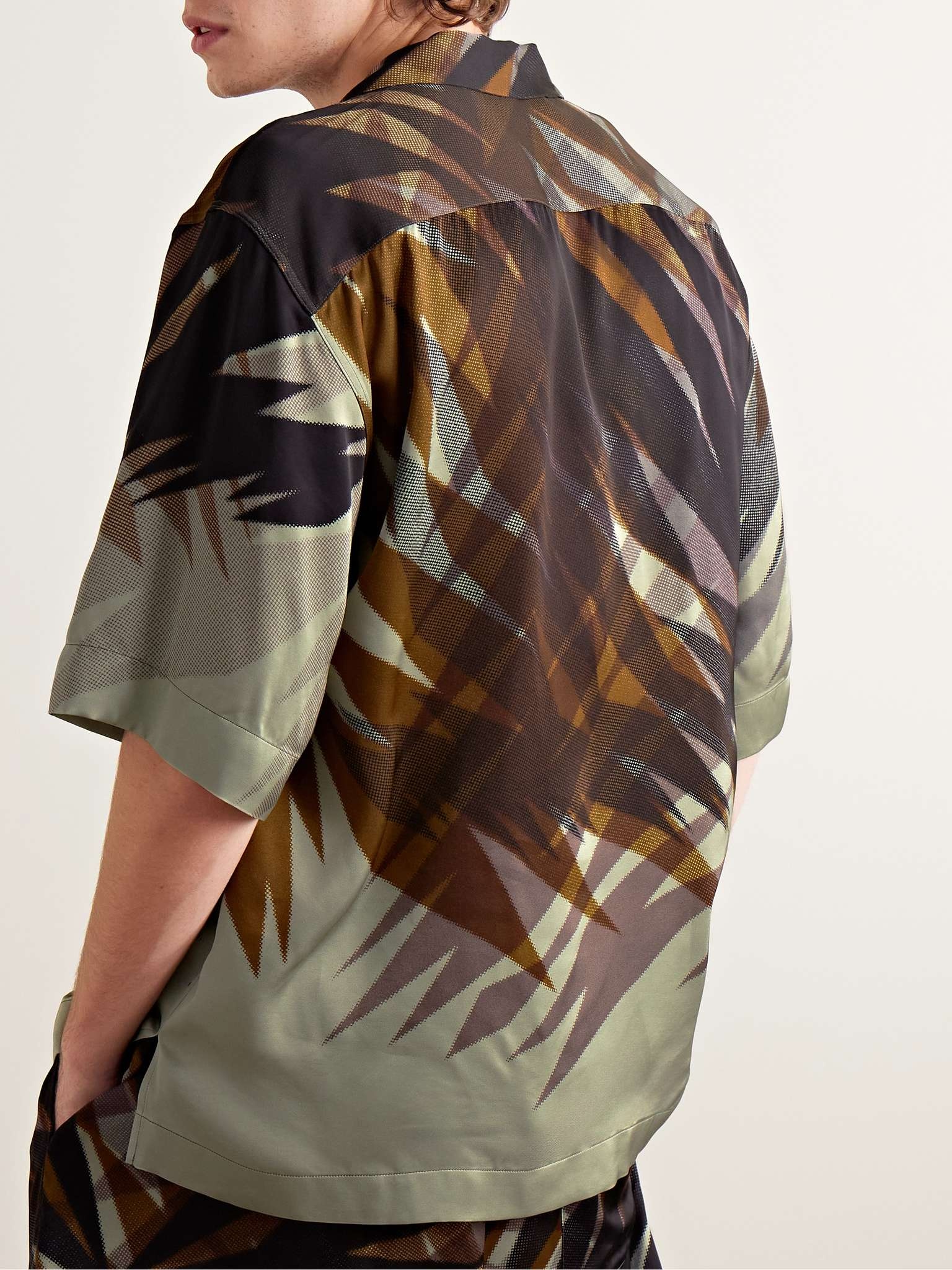 Camp-Collar Printed Satin Shirt - 3