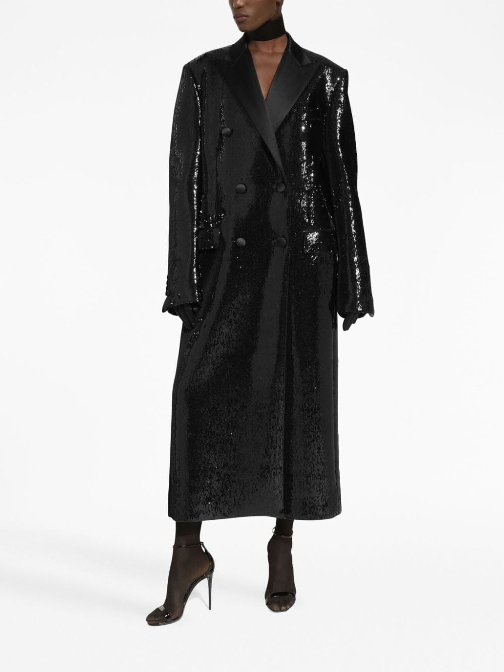 peak-lapel double-breasted coat - 3