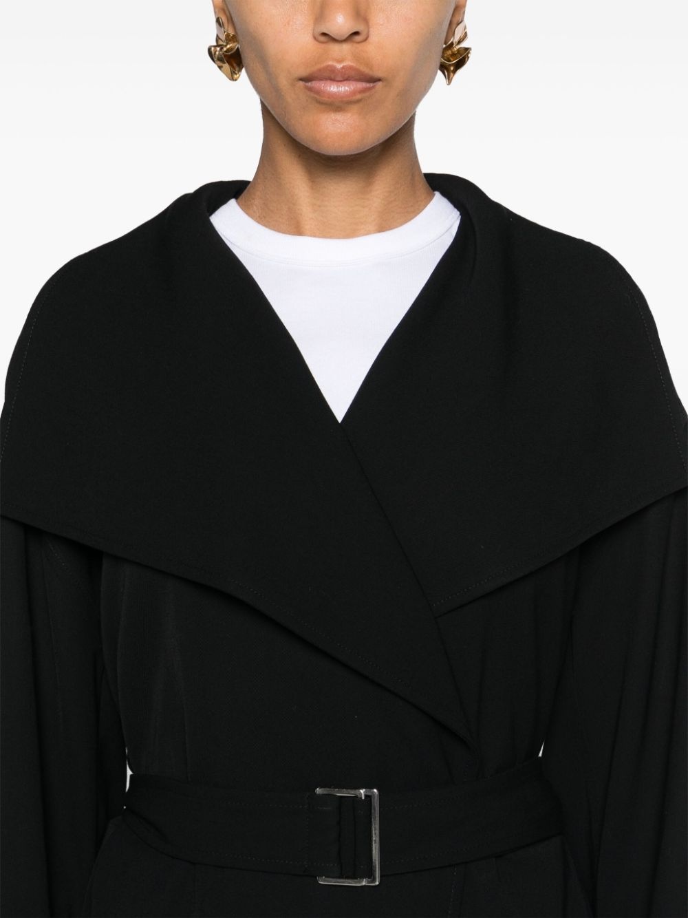 belted twill coat - 5