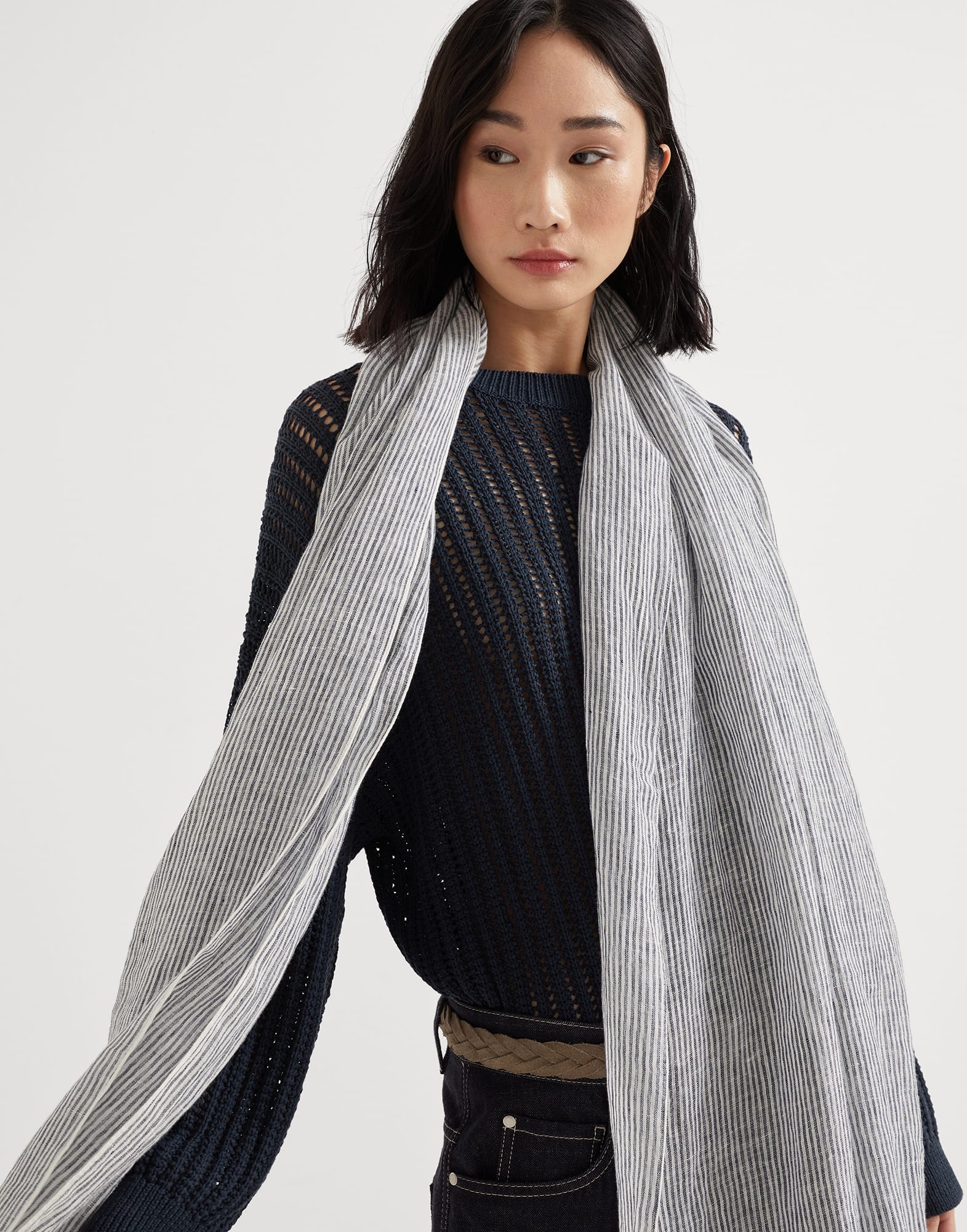 Striped linen scarf - 4