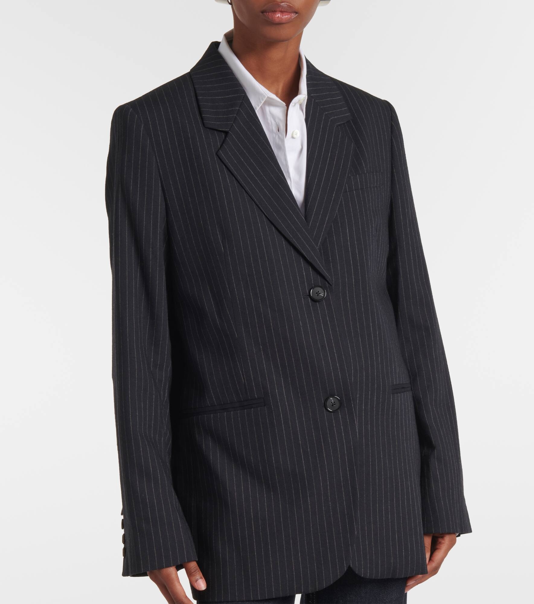 Pinstripe wool-blend blazer - 5