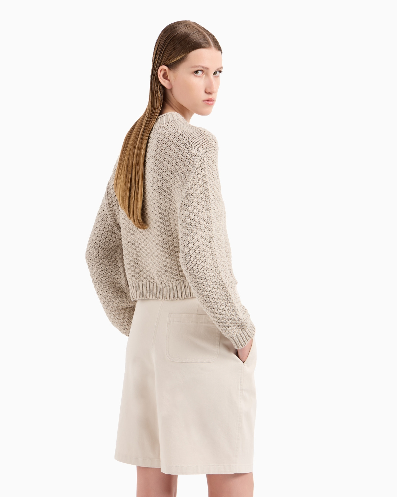 Stretch cotton gabardine shorts with pleats - 3