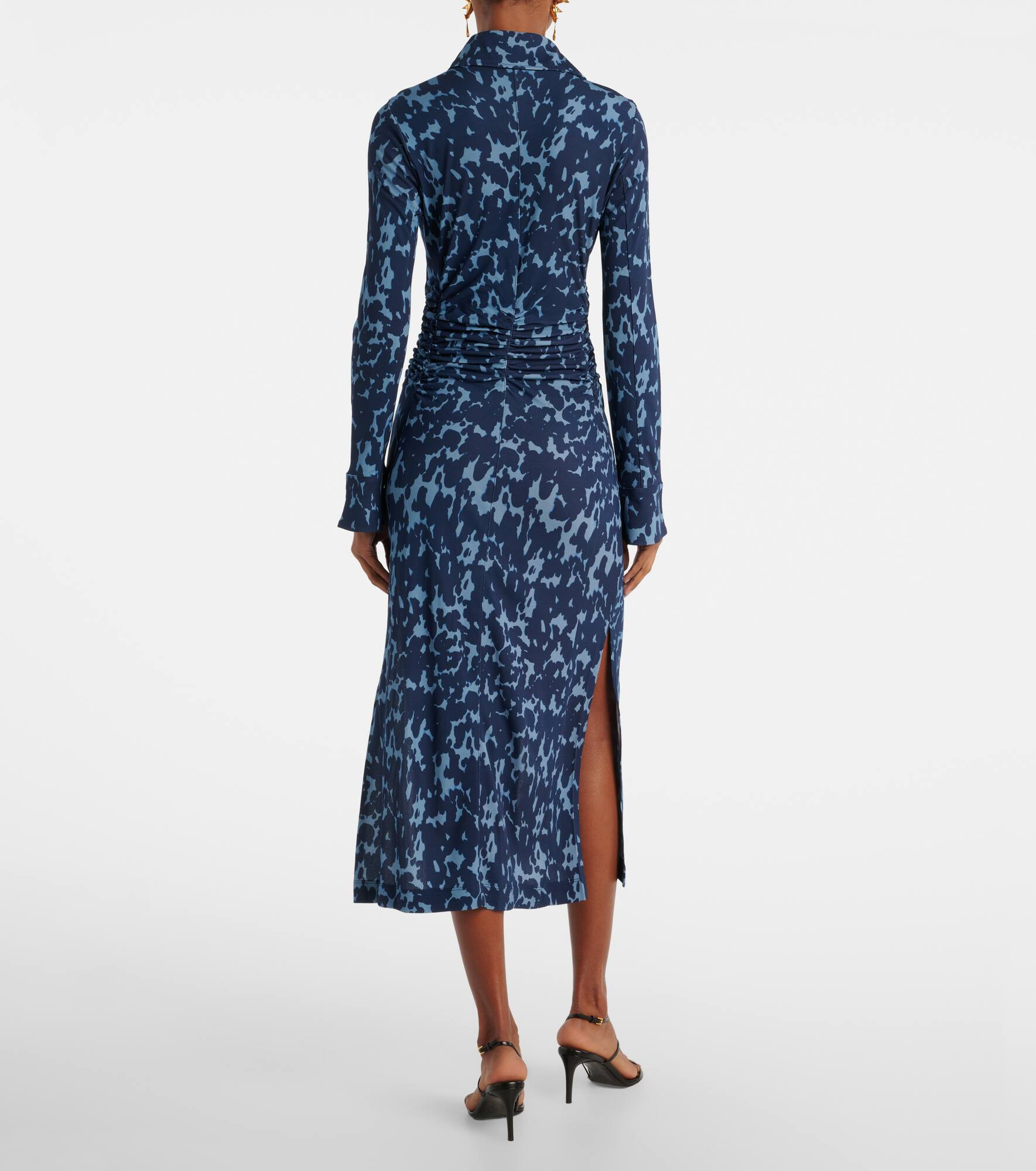 Claudia printed ruched jersey shirt dress - 3