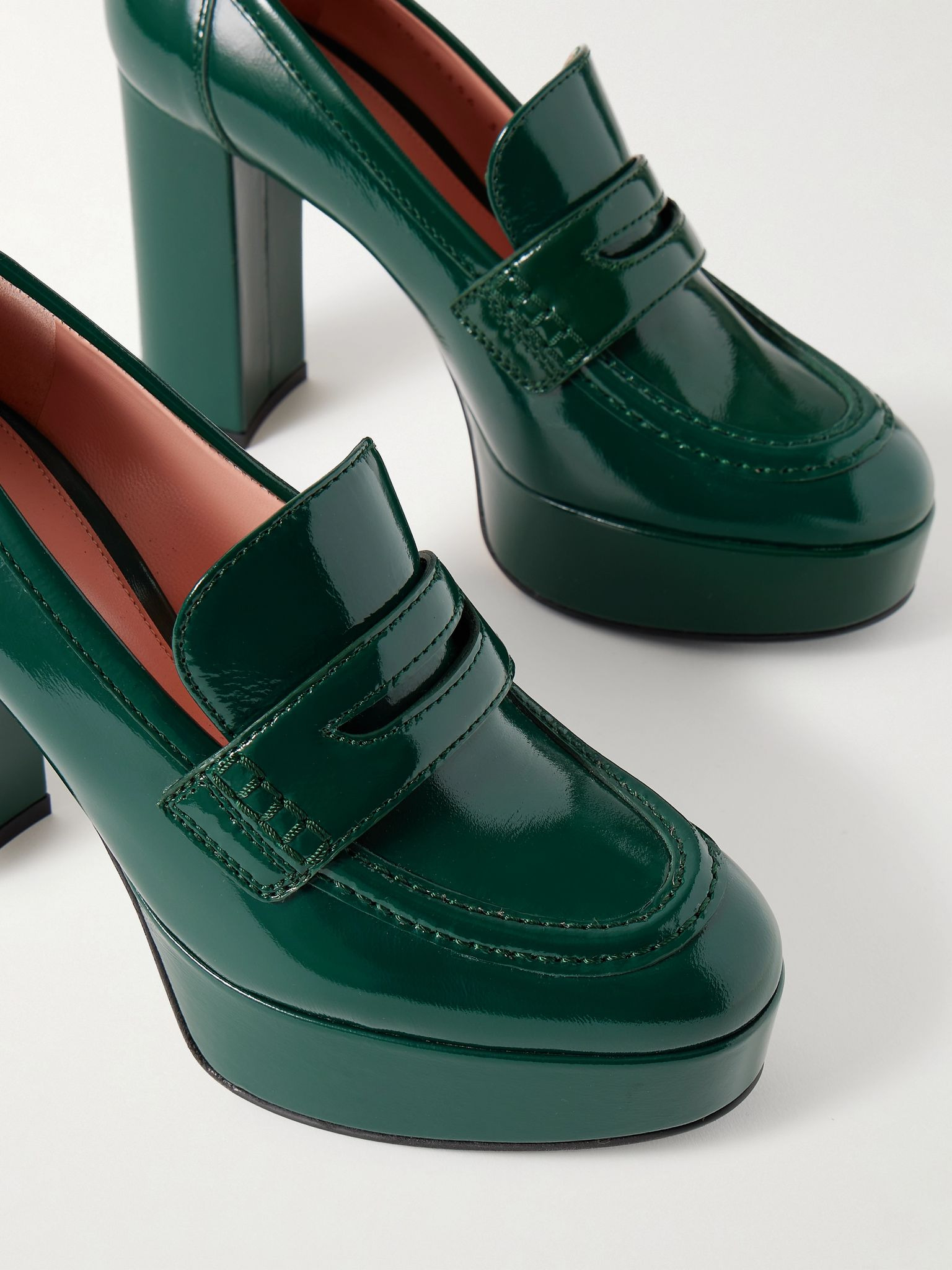 Nuit 70 patent-leather platform pumps Turquoise - 4