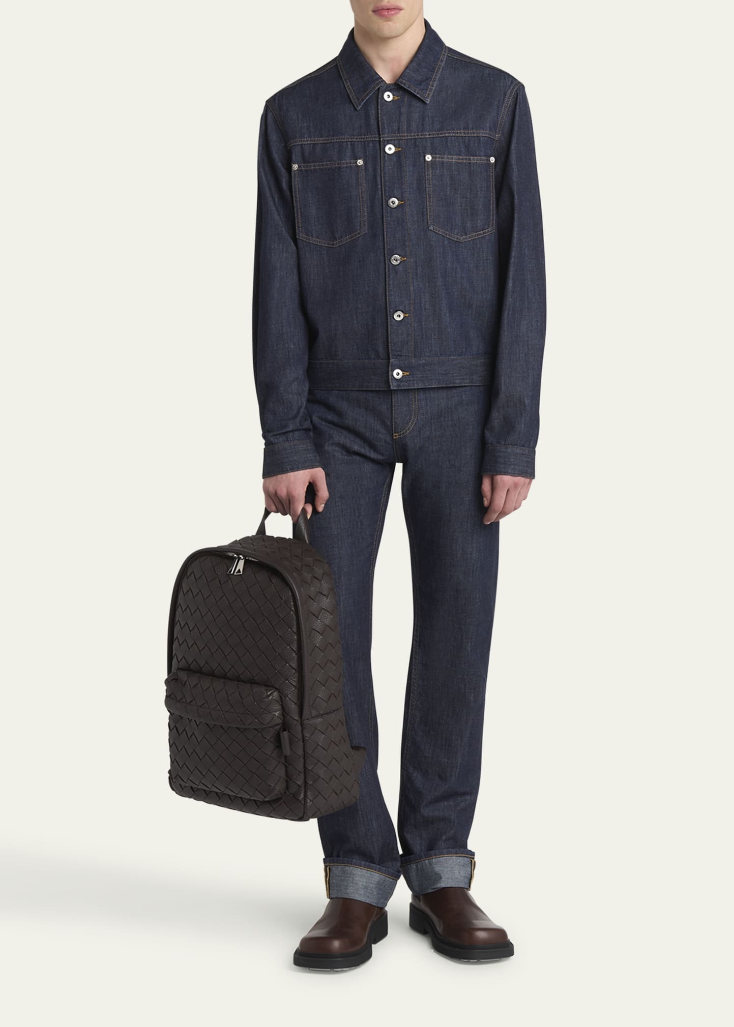 Men's Intrecciato 20 Taurillon Backpack - 6