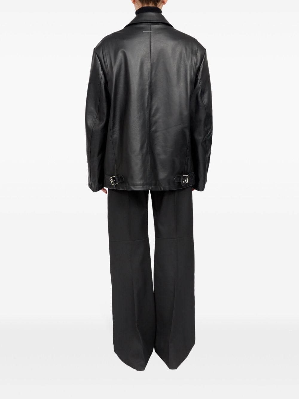 zip-detailing leather jacket - 4