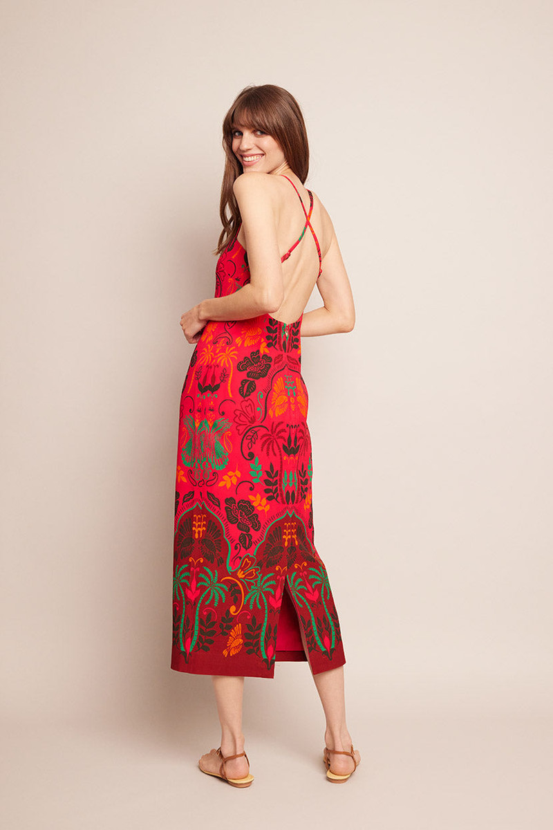 Dria Dress Vibrant Midi Dress with a Striking Tropical Print 4