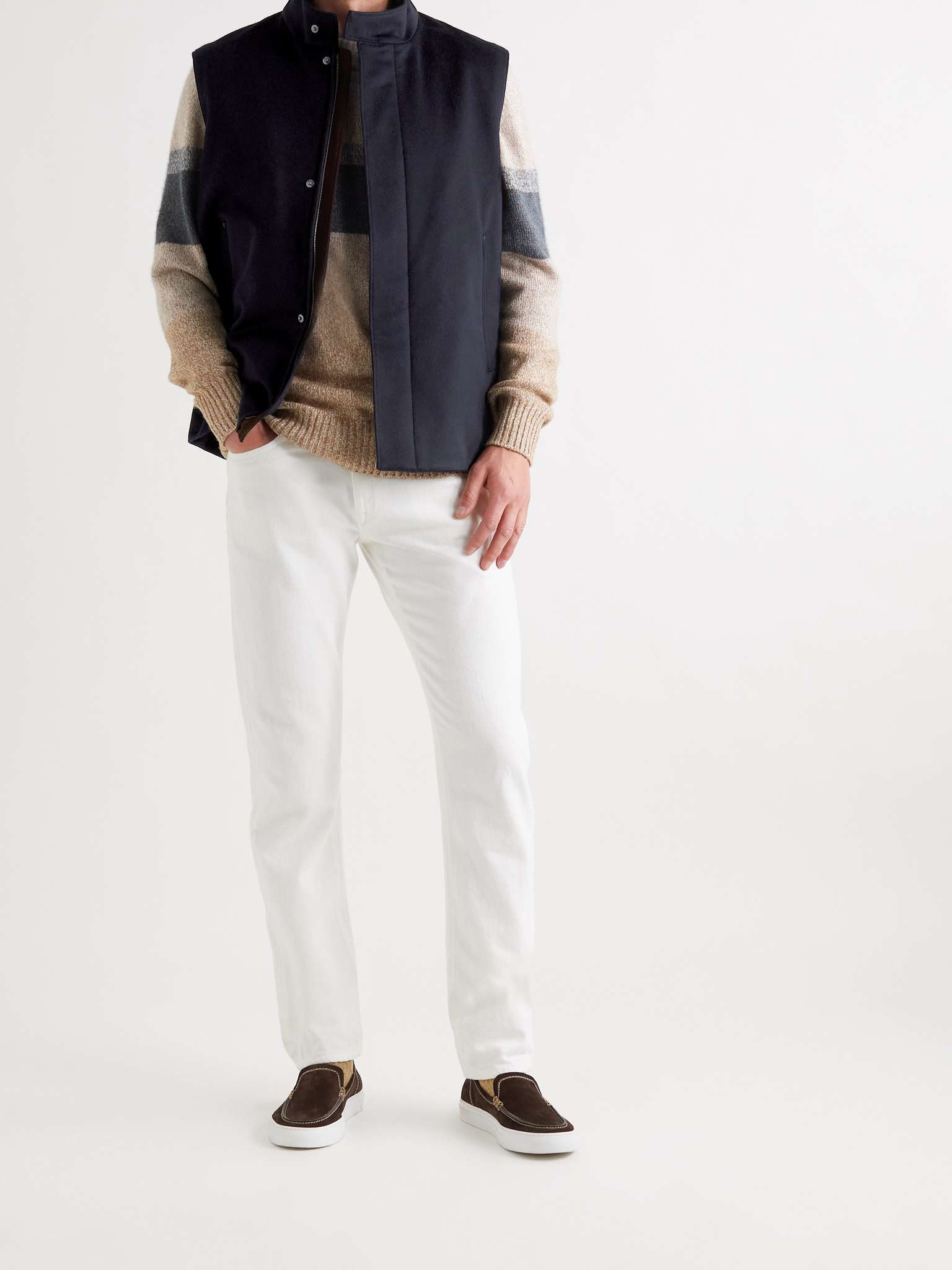 Suede-Trimmed Brushed-Cashmere Gilet - 2