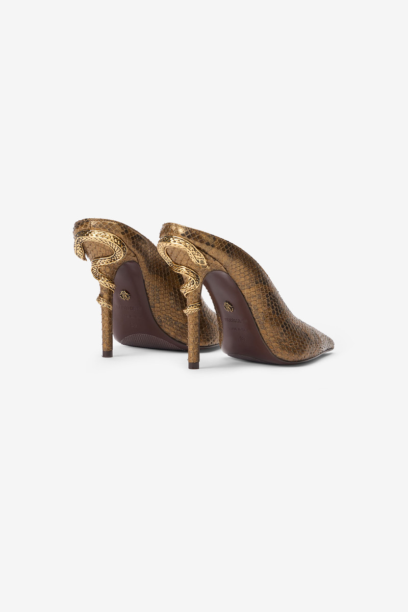 Roberto Cavalli Mules with Gold Python Snake Motif outlook