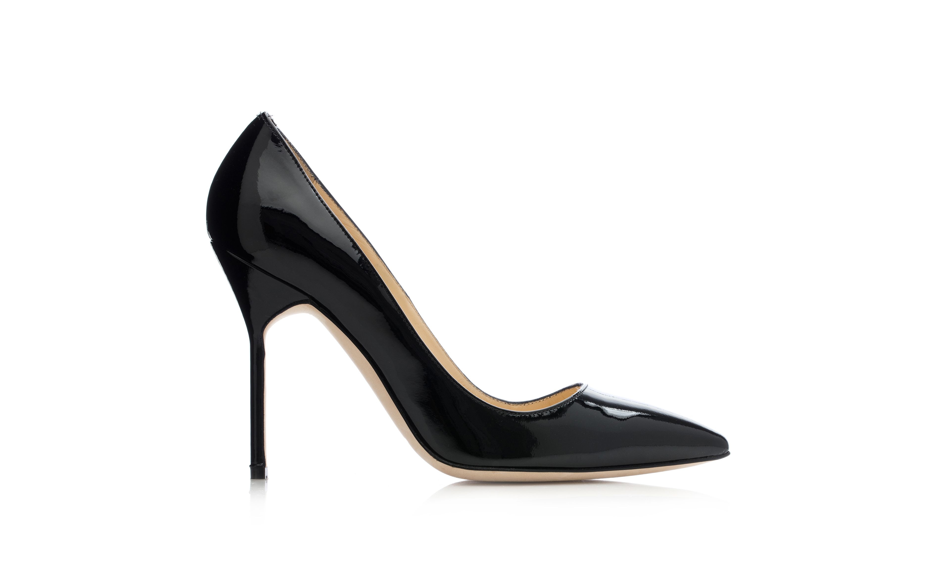 Black Patent Pointed Toe Pumps - 1