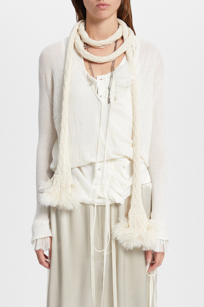 Rae Ribbed Scarf With Feathered Ruffles 3