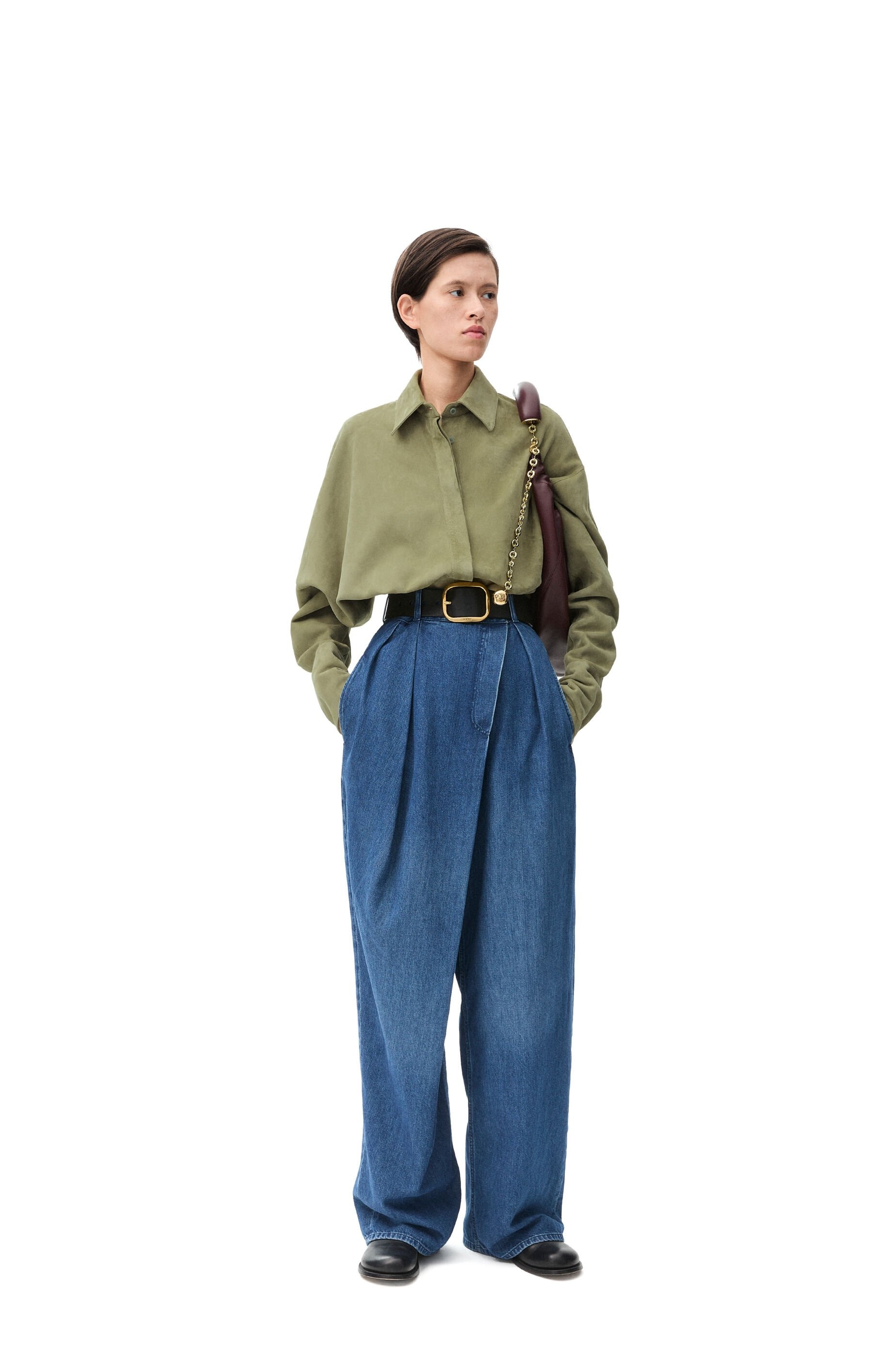 Draped shirt in suede lambskin - 2