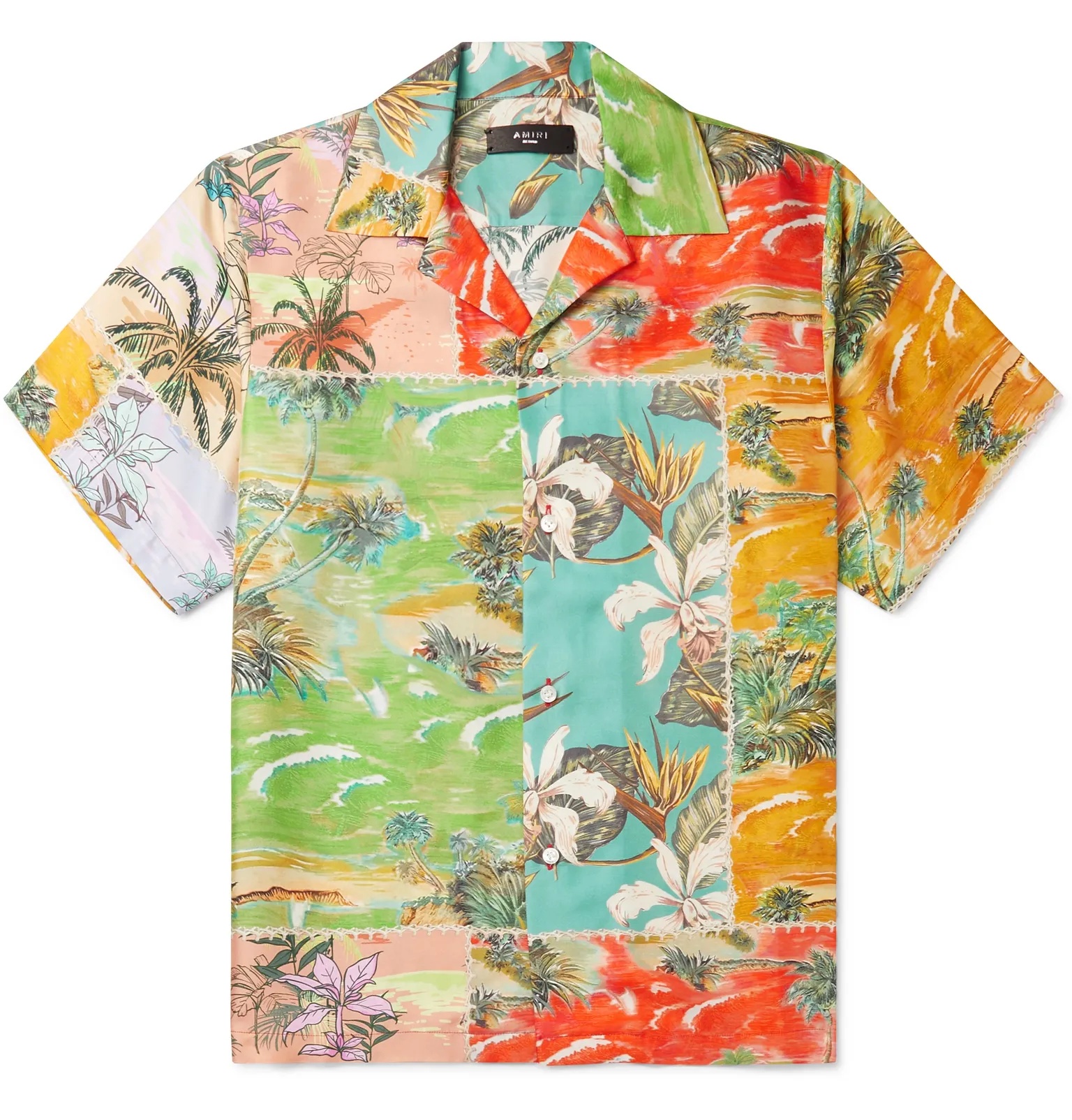 Camp-Collar Floral-Print Silk-Twill Shirt - 1