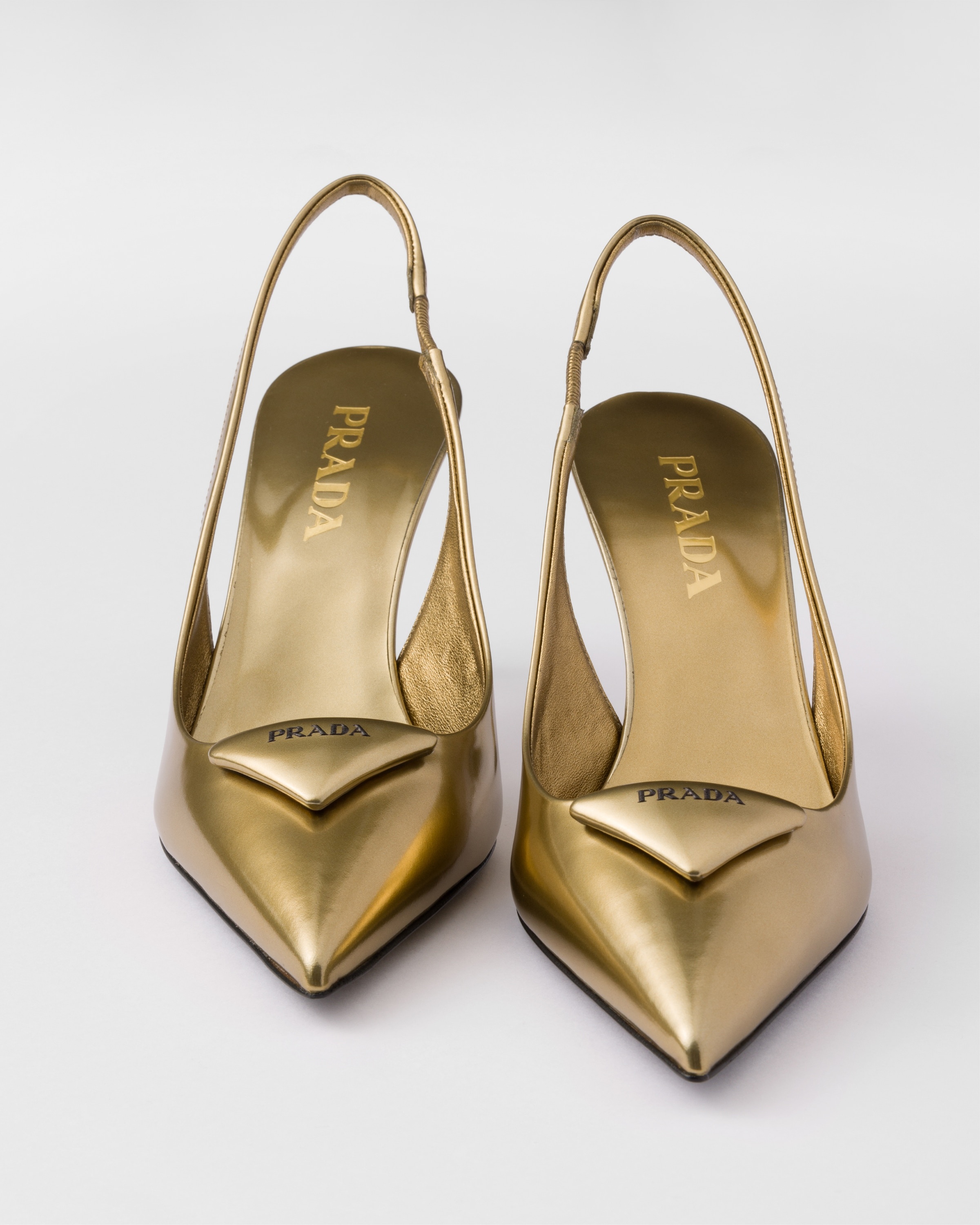 Metallic leather slingback pumps - 6