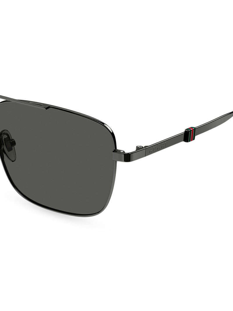Men's Running Web Squared Metal Sunglasses - Ruthenium 3
