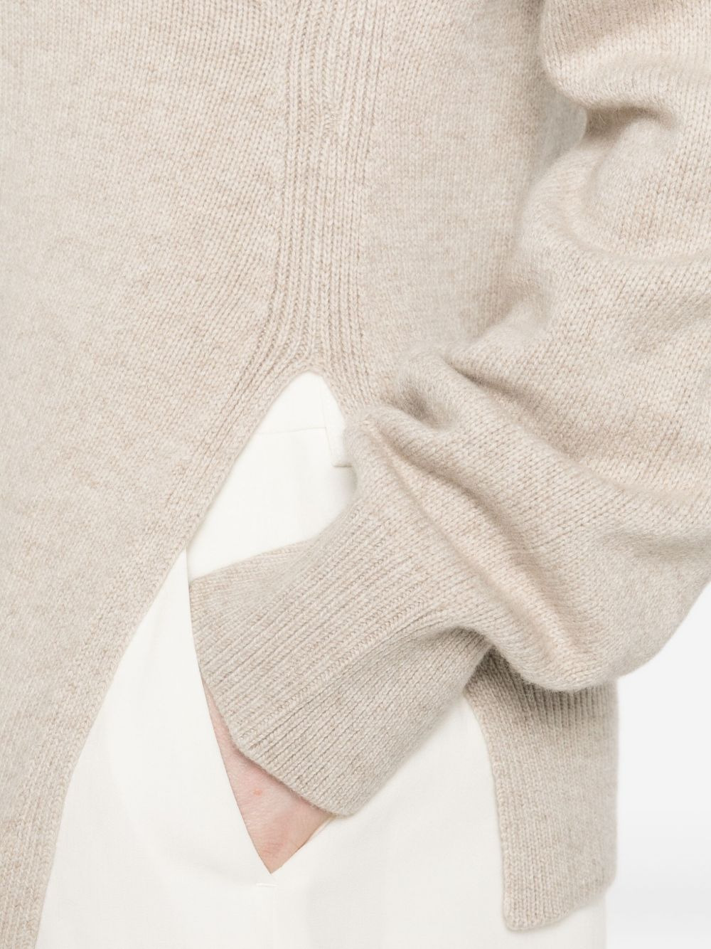 asymmetric-hem wool sweater - 5