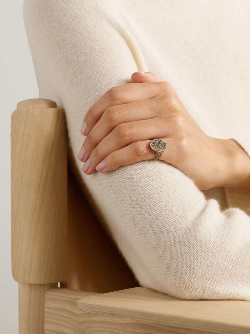 Yvonne Léon Chevalière Ovale 9-karat gold, diamond and citrine ring Gold outlook