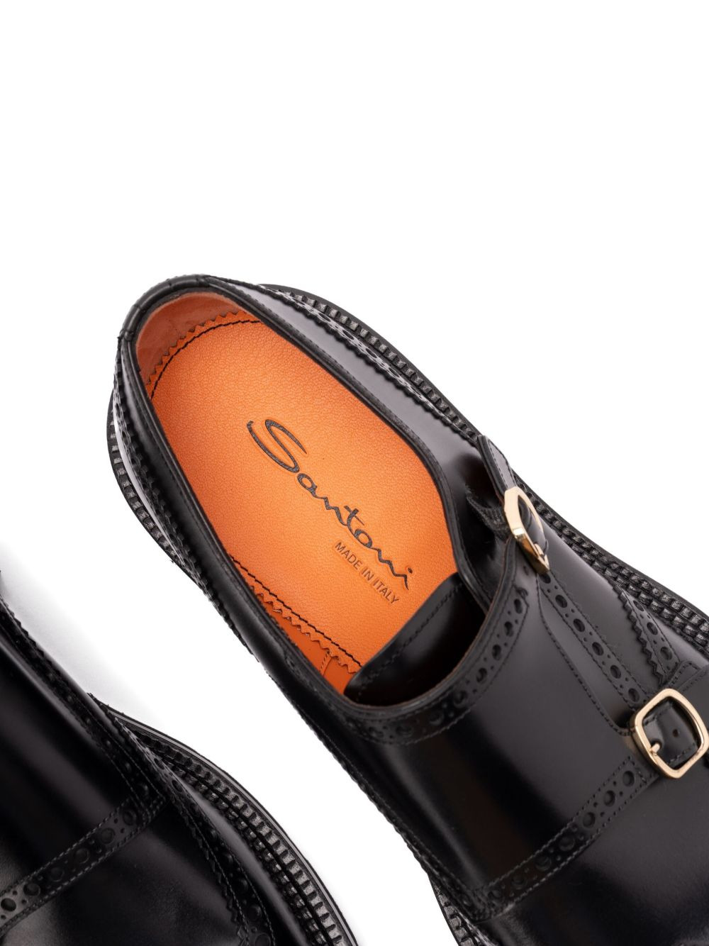 leather brogue-detailing monk shoes - 3