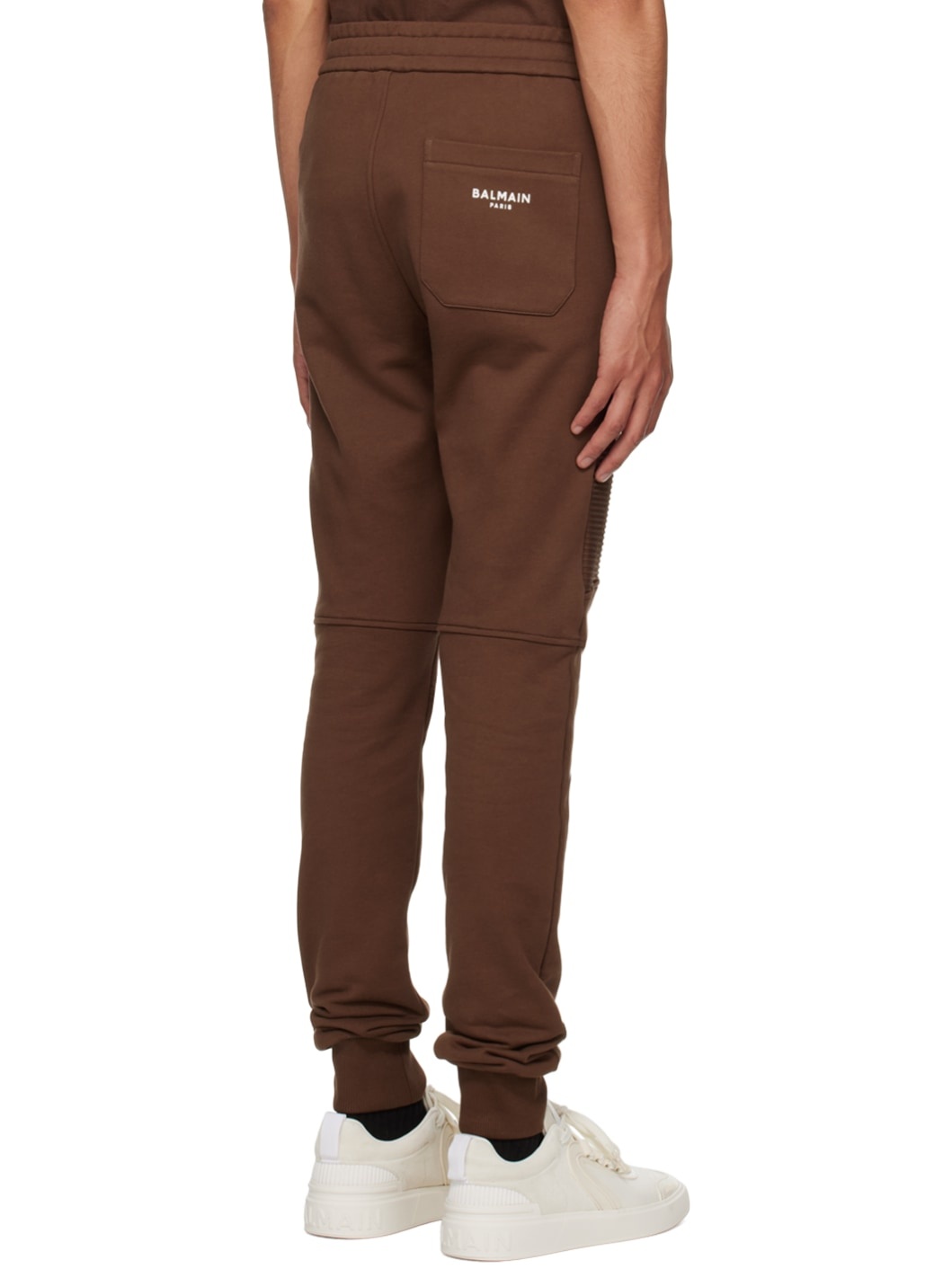 Brown Flocked Sweatpants - 3