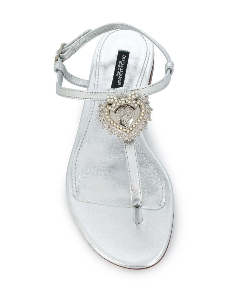 metallic strappy leather sandals - 4