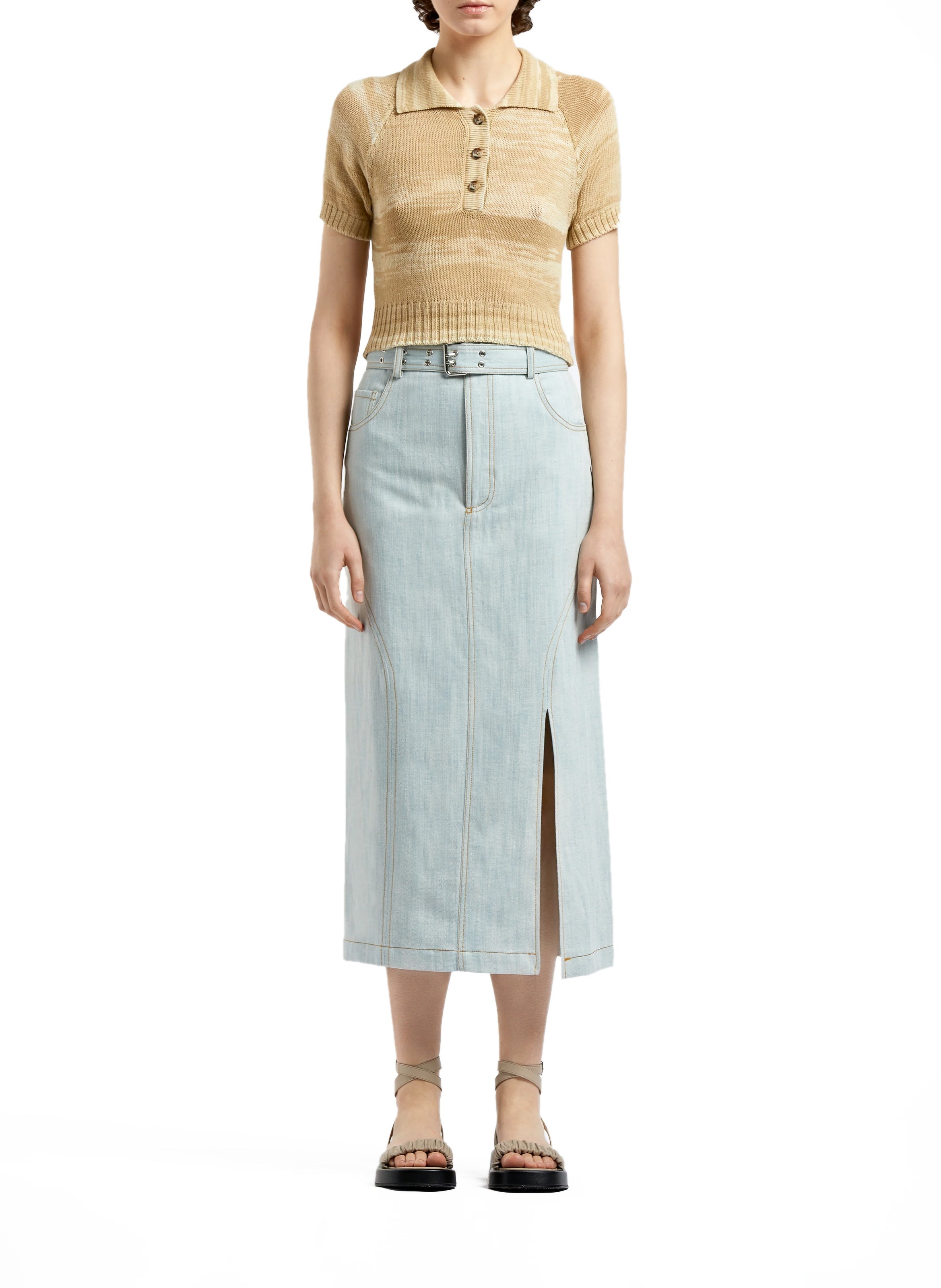 Belted Skirt Light Blue - 1