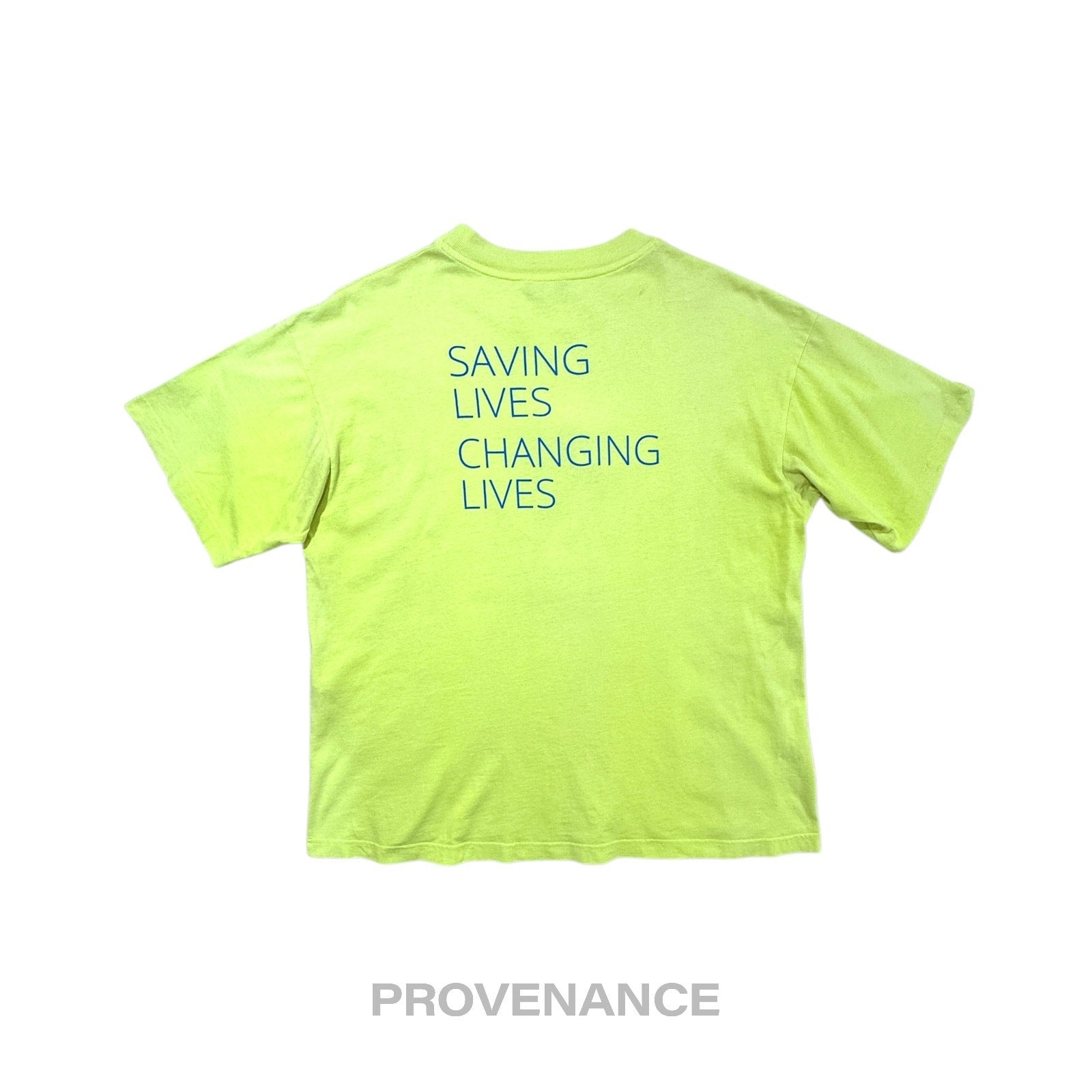 Balenciaga WFP Logo T-Shirt - Neon Yellow Blue XS - 2