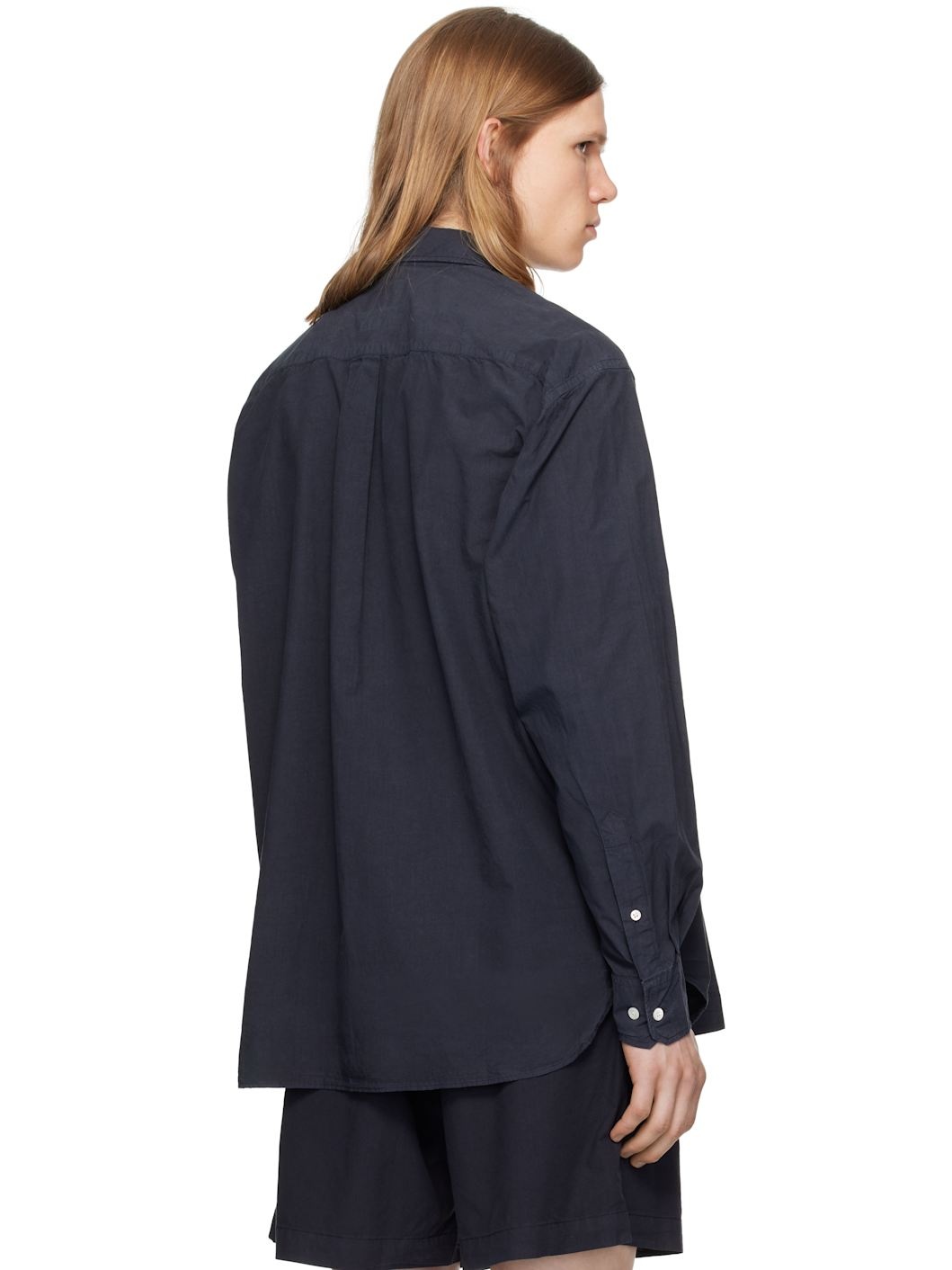 Navy Mo Cotton Tencel Shirt - 3