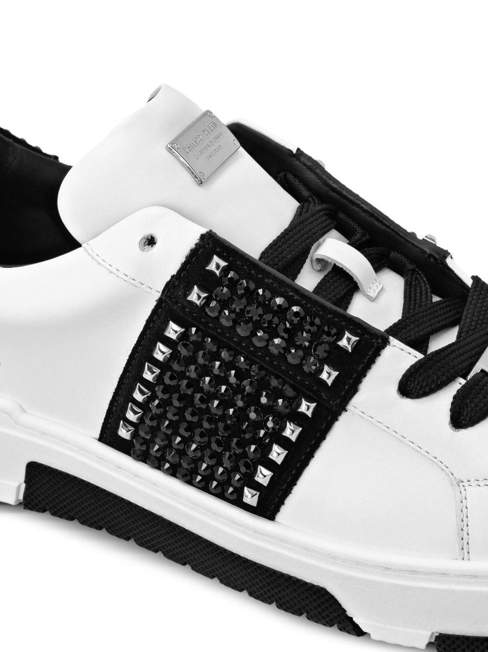 stud-embellished leather sneakers - 4