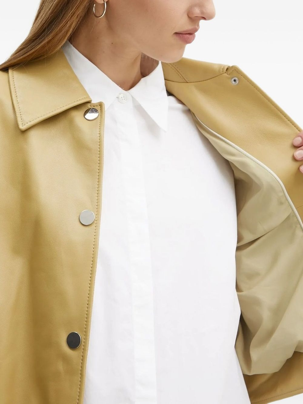 cropped leather jacket - 4
