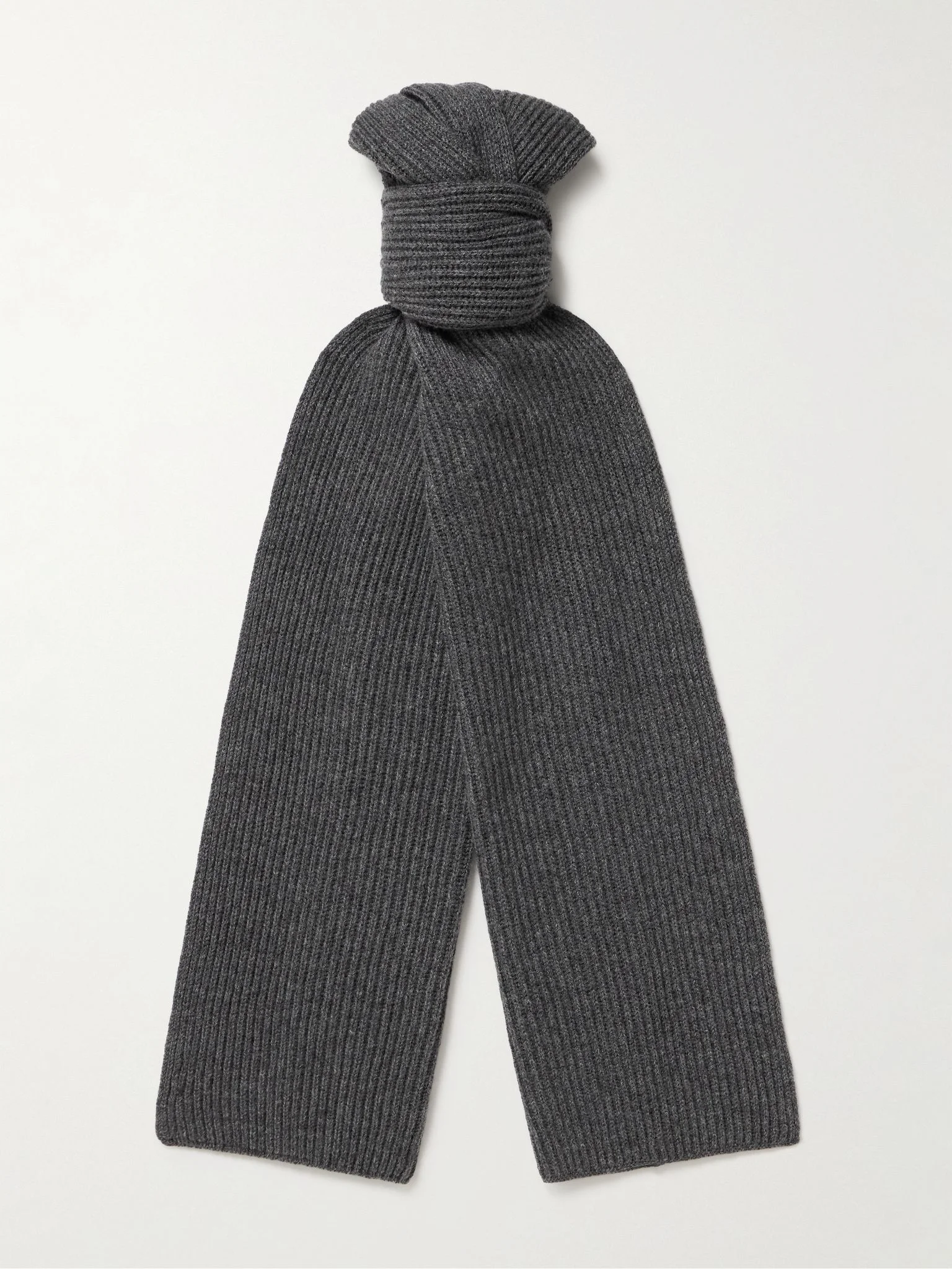 Ribbed Cashmere Scarf Dark gray - 1