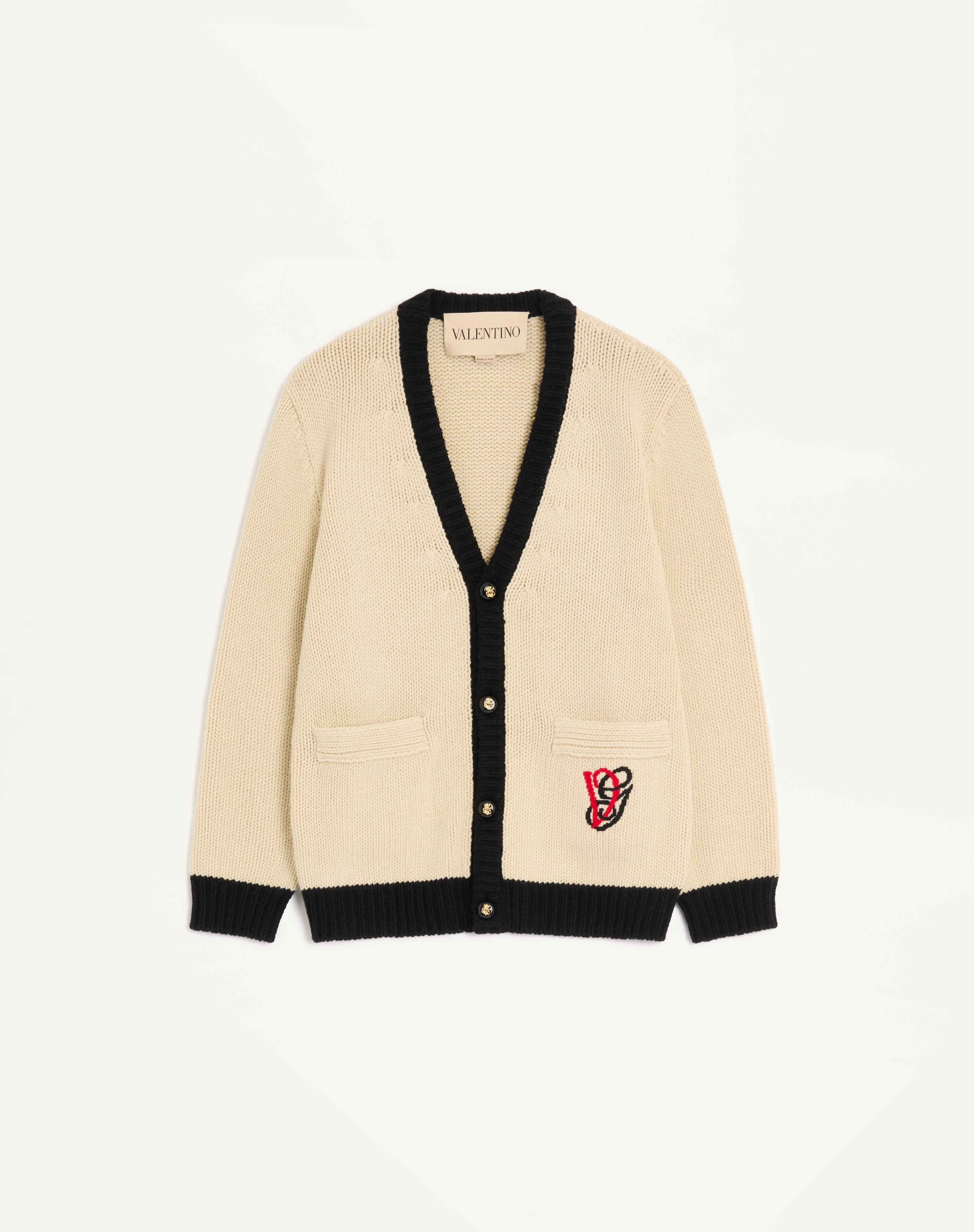 VALENTINO WOOL CARDIGAN WITH EMBROIDERED VG - 1