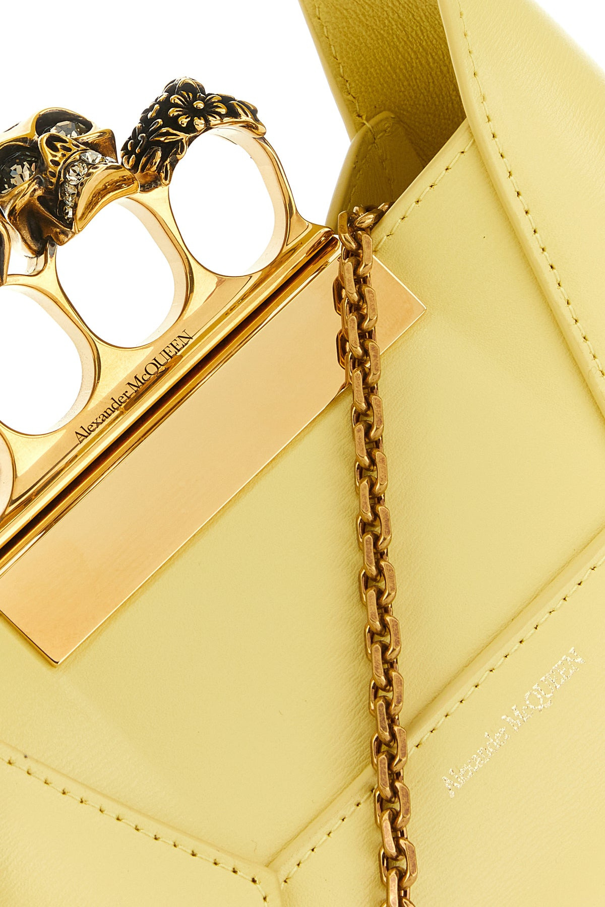 Pastel yellow leather mini Jewellered Hobo handbag - 4