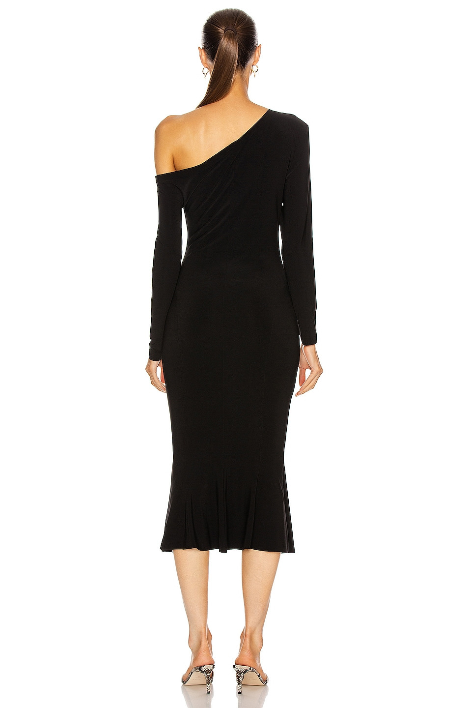 Long Sleeve Drop Shoulder Fishtail Dress - 4