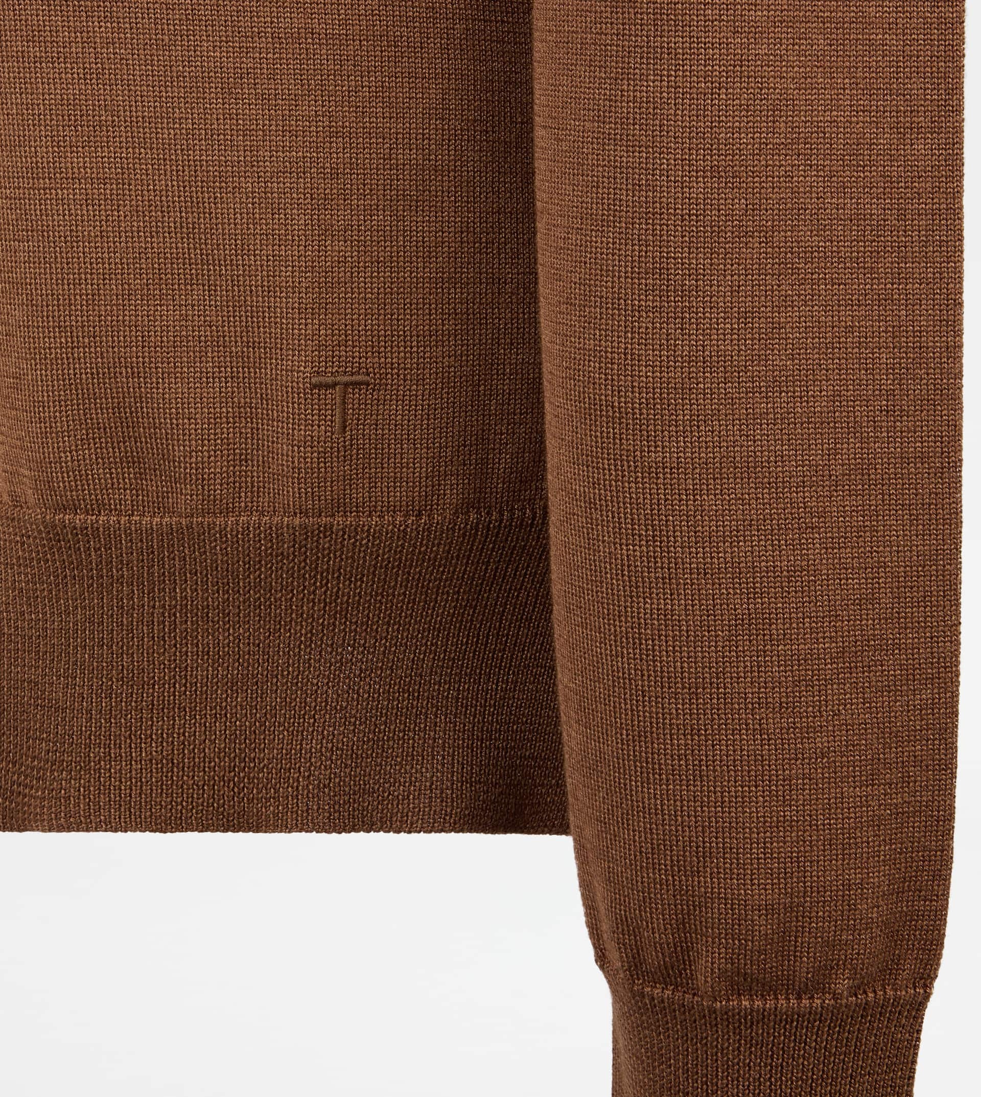 POLO SHIRT IN SILK BLEND KNIT - BROWN - 8