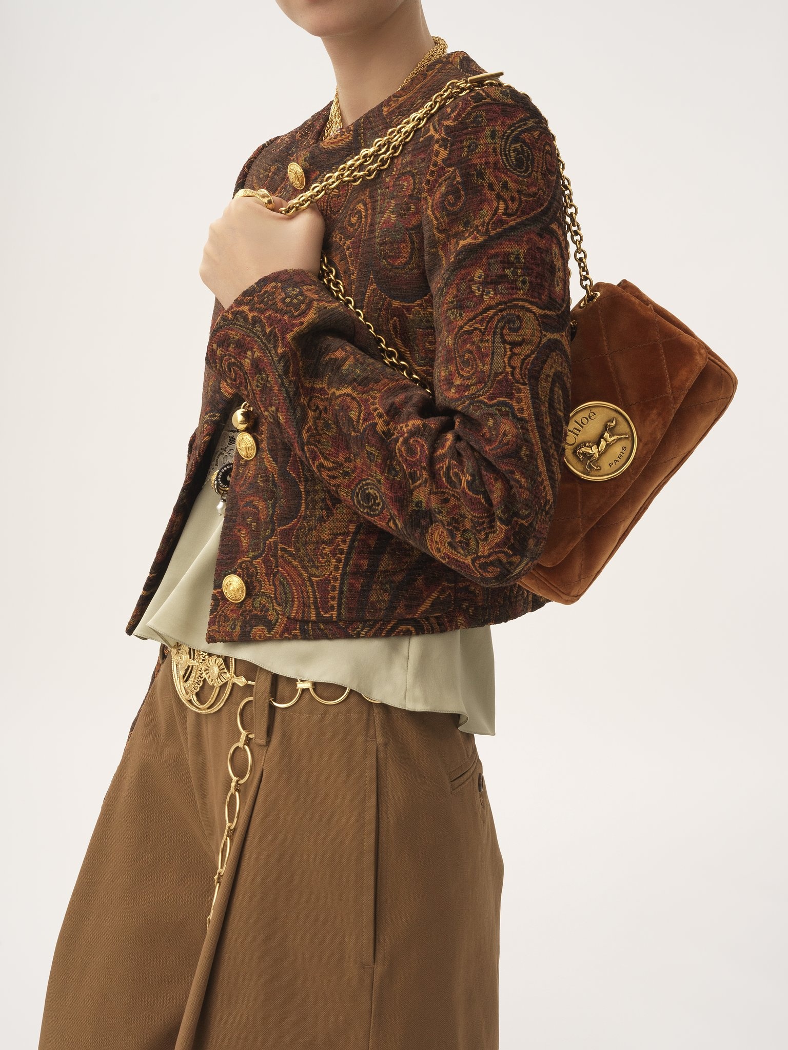 SMALL CHLOÉ HERITAGE SHOULDER BAG IN VELVET - 2