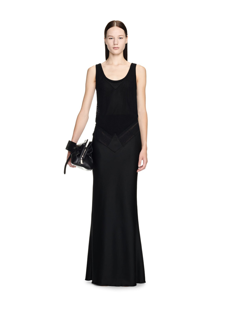 Off-White Satin Net Lace Long Tank Dress outlook