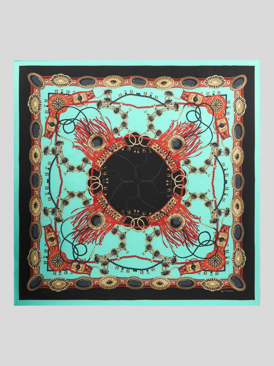 SILK SCARF WITH JEWEL MOTIF - 1