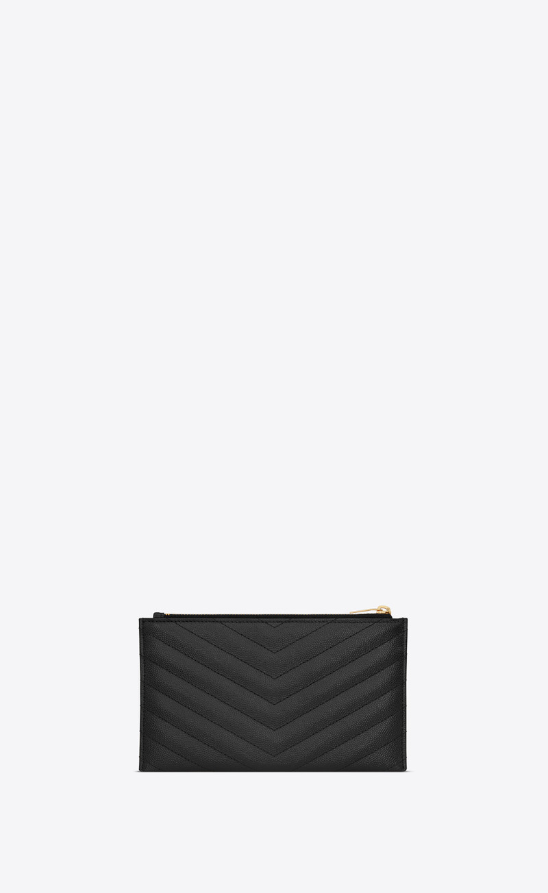 SAINT LAURENT cassandre saint laurent matelassé small bill pouch in grain de poudre embossed leather outlook