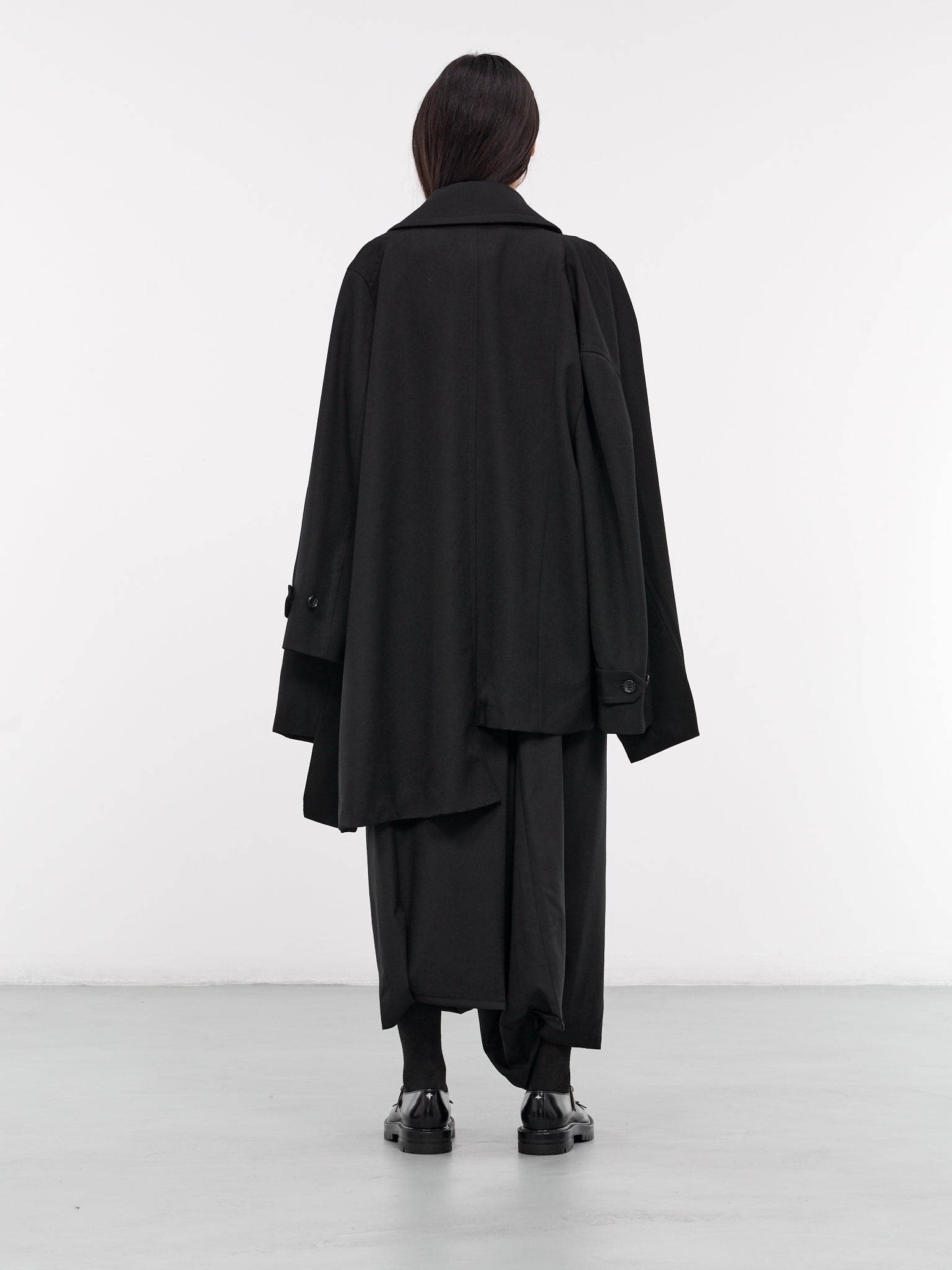 Asymmetric Draped Coat - 3