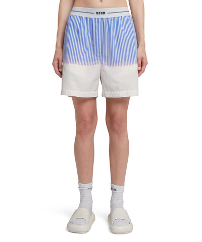 MSGM Poplin shorts with waistband logo and faded treatment outlook